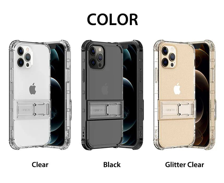 Araree Mach Stand Case For iPhone 12 Pro Max - Glitter Clear - Tashqila Araree Mach Stand Case For iPhone 12 Pro Max - Glitter Clear - Tashqila
